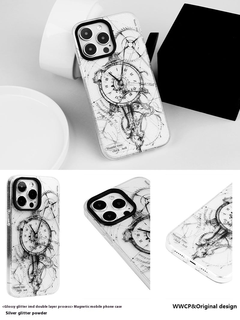 Load image into Gallery viewer, Apple iPhone 14/Pro/Pro Max Reverse Direction Clock Design Phone Case Shockproof Fashion Series Case
