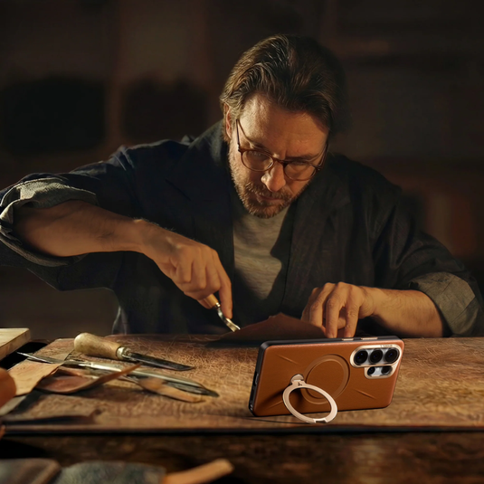 [Magsafe Compatible] Samsung S26 Ultra TORRAS Leather Shockproof Stand Case