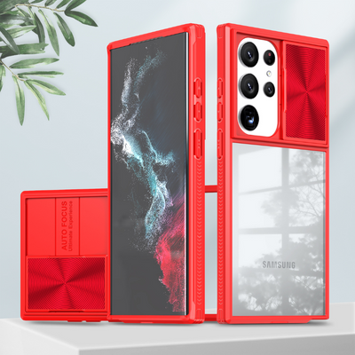 [With Slide Len Cover] Samsung Galaxy S24 SM-S921/Plus SM-S926/Ultra SM-S928 Transparent Shockproof Phone Essentials Series Case - i-Station Mobile Phone & Electronic Device Repair and Accessories