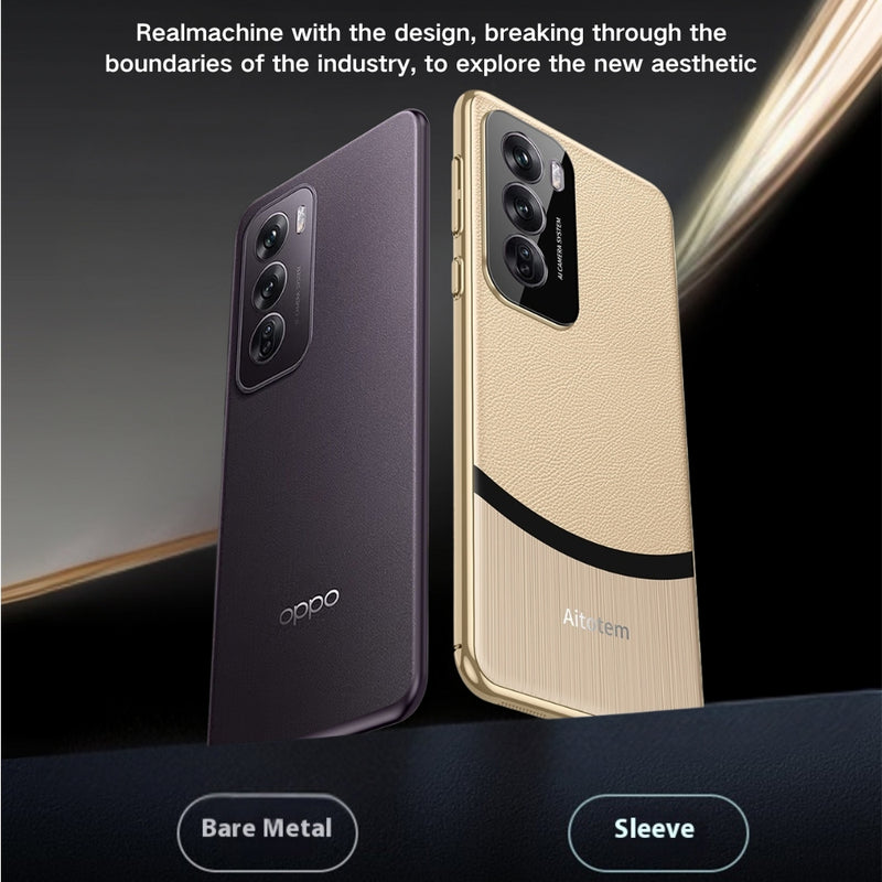 Load image into Gallery viewer, OPPO Reno12/Pro - Electroplated Spliced Vegan Leather Hard-Edge Shockproof Protective Case
