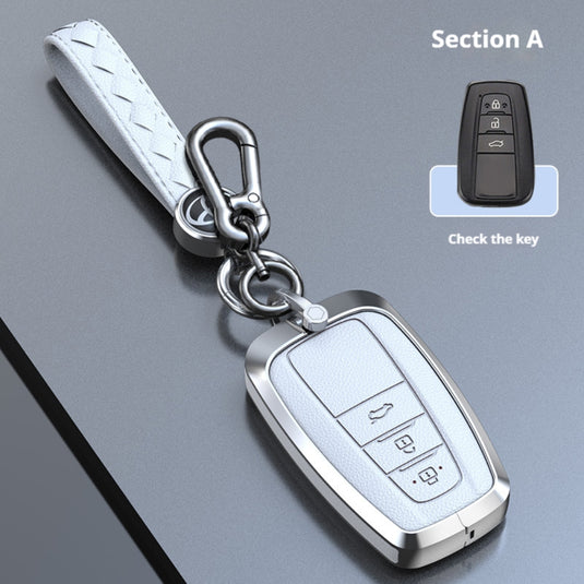 Toyota Zinc Alloy Leather Key Case For Camry, C-HR, Corolla, RAV4, Avalon, Land Cruiser, Prado, Prius