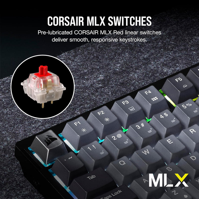 Load image into Gallery viewer, CORSAIR K65 PLUS WIRELESS 75% RGB Hot-Swappable Mechanical Gaming Keyboard – Pre-Lubricated CORSAIR MLX Red Linear Switches – Top Mounted – Dual-Layer Sound Dampening – PBT Keycaps – QWERTY NA– Black
