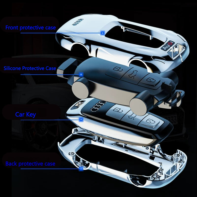 Load image into Gallery viewer, Audi Zinc Alloy Silicone Car Key Fob Case Cover For A3, A4, A5, A6, A8, Q2, Q5, Q7, Q8, e-tron - i-Station Mobile Phone &amp; Electronic Device Repair and Accessories

