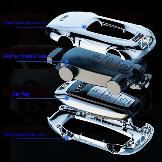 Audi Zinc Alloy Silicone Car Key Fob Case Cover For A3, A4, A5, A6, A8, Q2, Q5, Q7, Q8, e-tron - i-Station Mobile Phone & Electronic Device Repair and Accessories