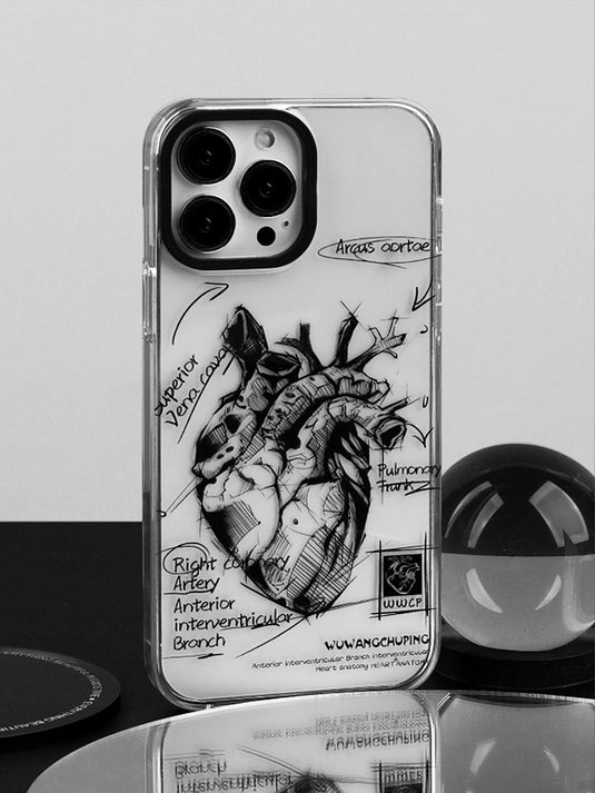 Apple iPhone 14/Pro/Pro Max heart diagram design style phone case Shockproof Fashion Series Case