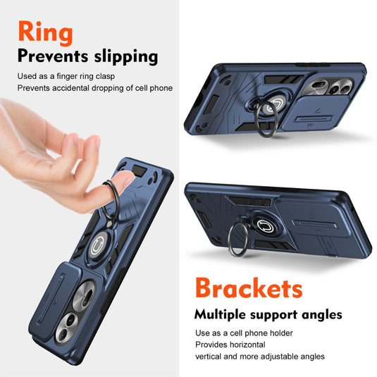 [Built-in Stand][With Slide Lens Cover] OPPO Reno11/Pro/F - PC + TPU 2 in 1 Anti-Drop Protective Shell Case