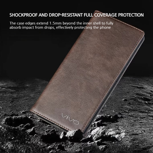VIVO X300/Pro - Business Genuine Leather Magnetic Flip Shockproof Protective Case - i-Station Mobile Phone & Electronic Device Repair and Accessories