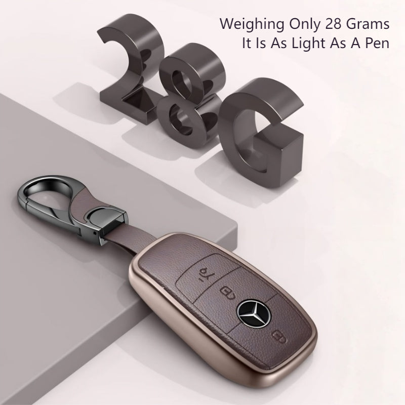 Load image into Gallery viewer, Mercedes Benz Aluminum Alloy Leather Car Key Fob Protection Case Cover For Benz A, C, E, S, G-Class, GLA, GLB, GLC, GLE, GLS, CLA, CLS, EQC - i-Station Mobile Phone &amp; Electronic Device Repair and Accessories
