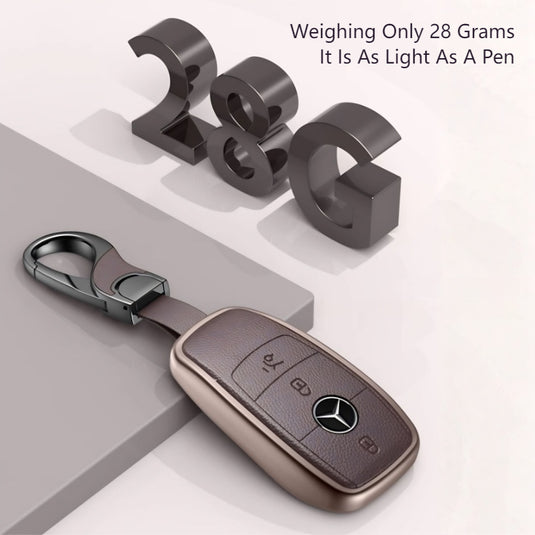 Mercedes Benz Aluminum Alloy Leather Car Key Fob Protection Case Cover For Benz A, C, E, S, G-Class, GLA, GLB, GLC, GLE, GLS, CLA, CLS, EQC - i-Station Mobile Phone & Electronic Device Repair and Accessories