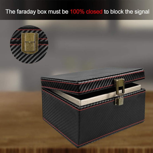 Car Key Carbon Fiber Pattern Leather Signal Blocking Box