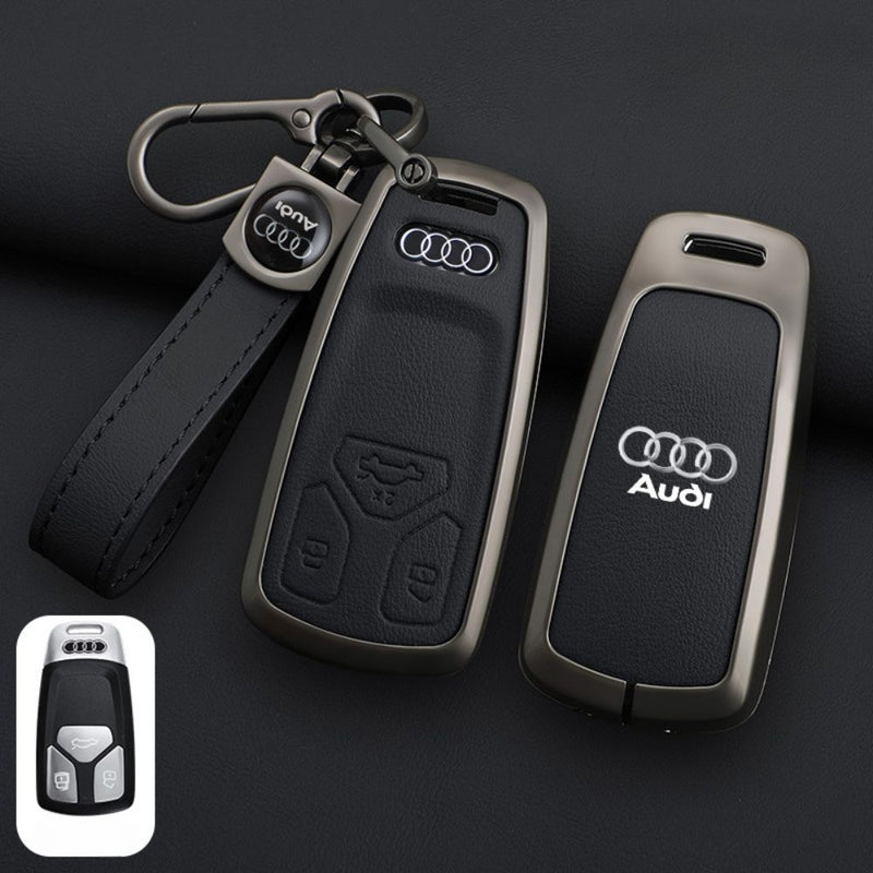 Load image into Gallery viewer, Audi Zinc Alloy + Leather Car Key Case For A4, A5, A6,A8, Q2, Q5, Q7
