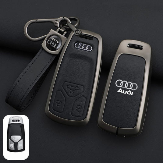 Audi Zinc Alloy + Leather Car Key Case For A4, A5, A6,A8, Q2, Q5, Q7