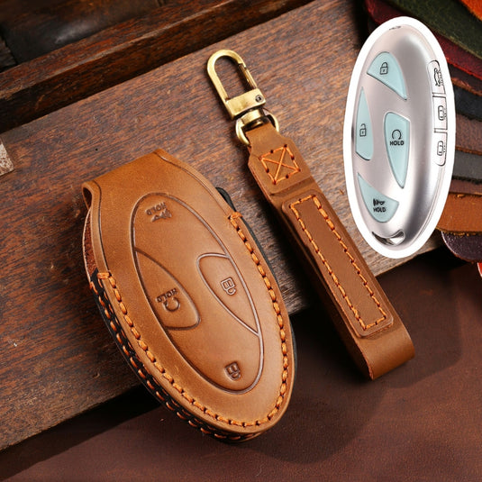 Hyundai Handcrafted Genuine Leather Car Key Protective Case For Ionic 6, Kona EV, Grandeur GN7