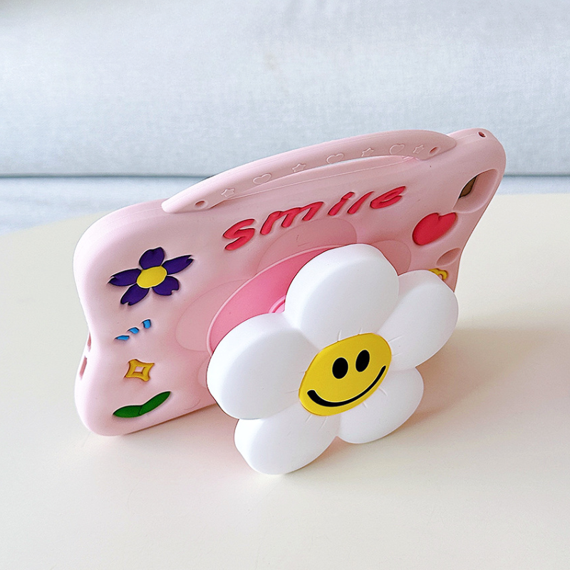 Load image into Gallery viewer, [With Pen Slot][Shoulder Strap] Apple iPad 5/6 9.7&#39;&#39; 5/6th Gen (2017/2018) Flower Silicone Full-Protection Shockproof Stand Case
