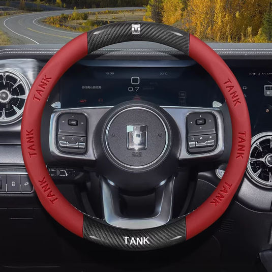 Great Wall Carbon Fiber & Nappa Leather Grip Steering Wheel Cover for Tank 300, Tank 400, Tank 500 Hi4-T