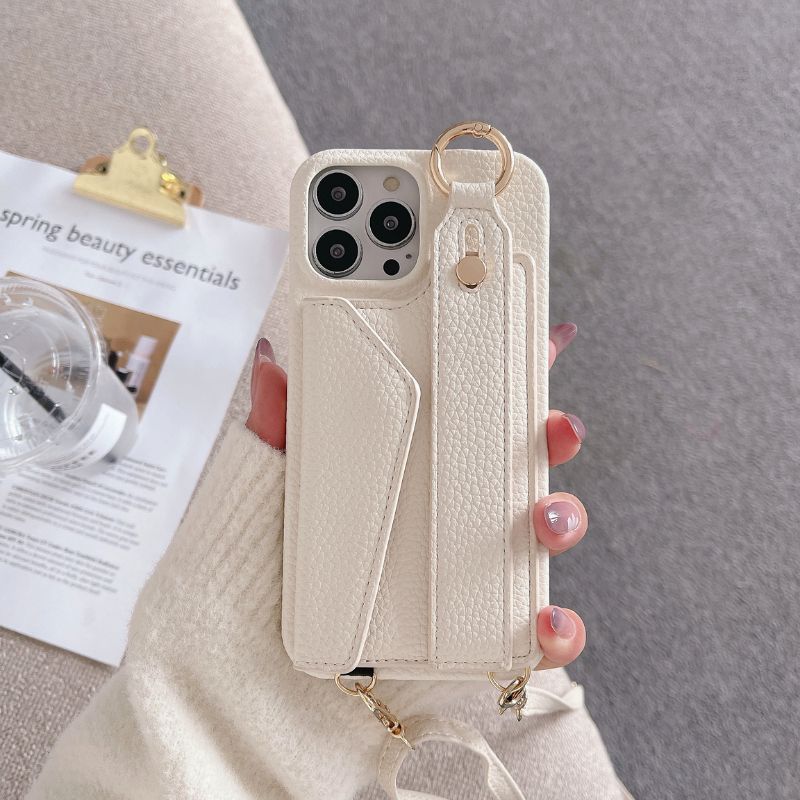 Load image into Gallery viewer, [With Card Slot] Apple iPhone 13/Mini/Pro/Max PC + PU Envelope Leather Wallet Case With Wrist &amp; Shoulder Strap
