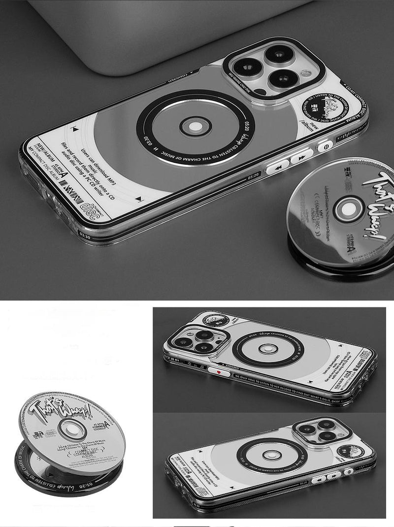 Load image into Gallery viewer, [Removable Magnetic Bracket] Apple iPhone 15/Pro/Max - Silicone Material Retro Record Protection Shell Case
