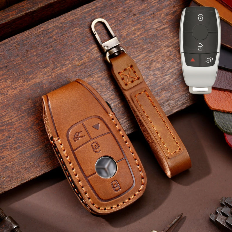 Load image into Gallery viewer, Mercedes Benz Handcrafted Genuine Leather Car Key Protective Case For Benz E-Class
