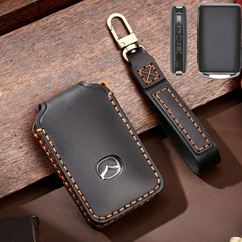 Load image into Gallery viewer, Mazda Handcrafted Genuine Leather Folding Key Protective Case For CX-5, CX-3, CX-30, CX-9
