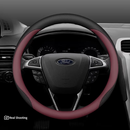 Ford Premium Nappa Leather Breathable Ultra-Thin Non-Slip Steering Wheel Cover For Mondeo, Focus, Explorer, Edge, Everest, Taurus - i-Station Mobile Phone & Electronic Device Repair and Accessories