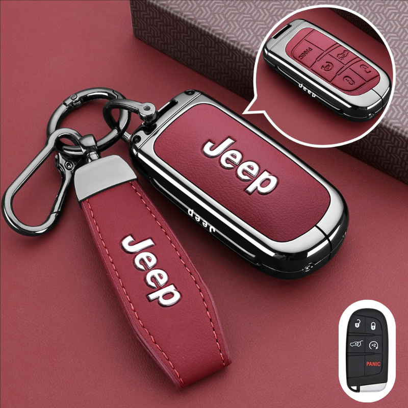 Load image into Gallery viewer, Jeep Premium Leather Protection Car Key Fob Case Cover for Grand Cherokee, Renegade, Compass, Commander, Cherokee - i-Station Mobile Phone &amp; Electronic Device Repair and Accessories
