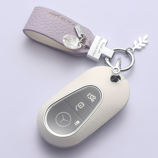 Mercedes Benz Stylish Elegant PU Leather Protection Car Key Fob Case Cover For Benz A, C, E, S-Class, GLC, GLE, GLS, GLS, EQC, EQS