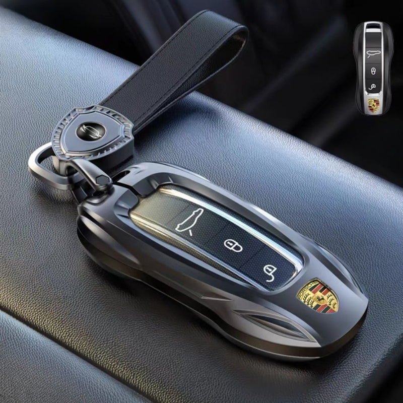 Load image into Gallery viewer, Porsche Stylish Metal Car Key Fob Case Cover For Cayenne, Macan, Panamera, Taycan, 718, 911
