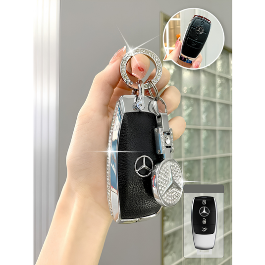 Mercedes Benz Glitter Leather Car Key Fob Case Cover For E300L, C260L, C200, GLB, A200L, S-Class, GLC260, GLE350, GLA - i-Station Mobile Phone & Electronic Device Repair and Accessories