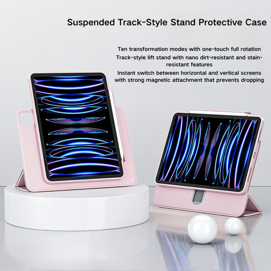 [Floating Track] [With Pen Slot] Apple iPad 10.2" 7th/8th/9th (2019/2020/2021) - Detachable Magnetic Shockproof Protective Case