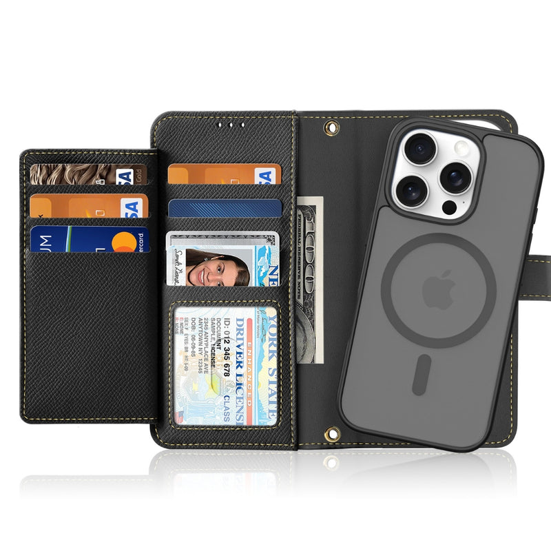 Load image into Gallery viewer, [Detachable][With Card Slot] Apple iPhone 16/Pro/Plus/Max - Detachable Magnetic Genuine Leather Wallet Case
