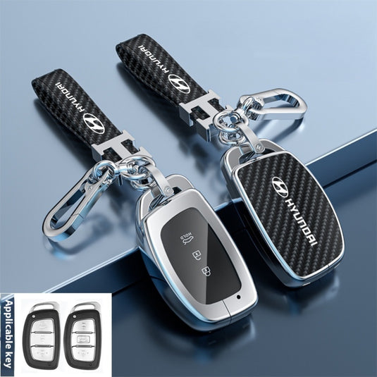 Hyundai Zinc Alloy + Carbon Fiber Texture Car Key Case For Palisade, Elantra, Accent, Kona, Santa Fe, Veloster