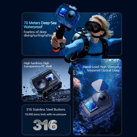 DJI Action 6 - Premium High-Transmittance PC & Tempered Glass Waterproof Housing — 70 m Dive & Surf Protection with Polarizing Filter - i-Station Mobile Phone & Electronic Device Repair and Accessories