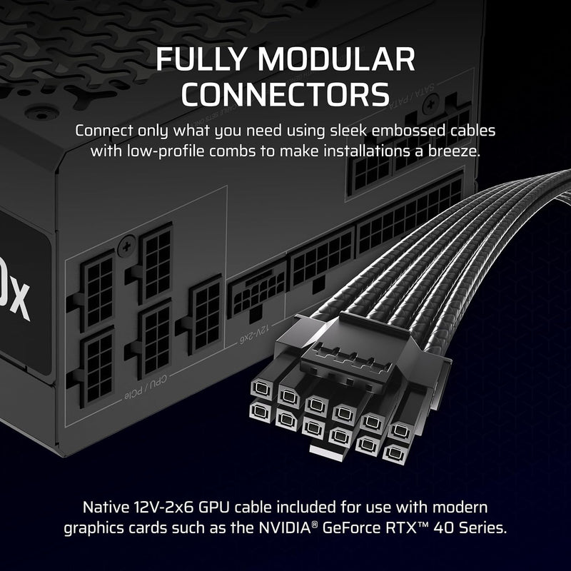 Load image into Gallery viewer, CORSAIR RM850x 850W Fully Modular Low-Noise ATX Power Supply – ATX 3.1 Compliant – PCIe 5.1 Support – Cybenetics Gold Efficiency – Native 12V-2x6 Connector
