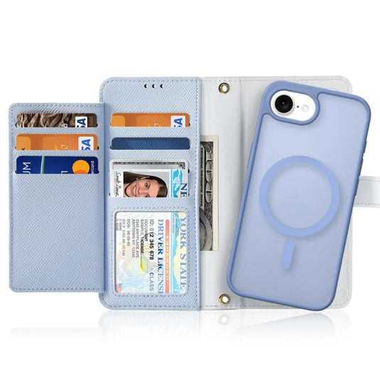 [Detachable][With Card Slot] Apple iPhone 16e - Detachable Magnetic Genuine Leather Wallet Case