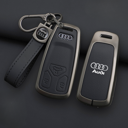 Audi Zinc Alloy + Leather Car Key Fob Case Cover For A4, A5, A6,A7, Q5, Q7, Q8 - i-Station Mobile Phone & Electronic Device Repair and Accessories