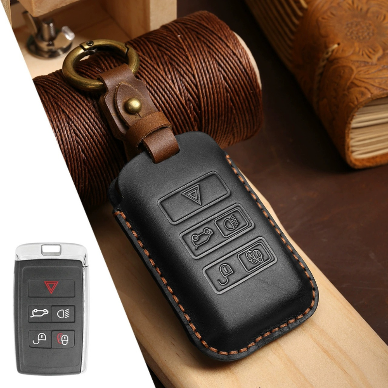 Load image into Gallery viewer, Jaguar Premium Leather Protection Car Key Fob Case Cover For XEL, XJ, F-PACE, XFL, XE, XF

