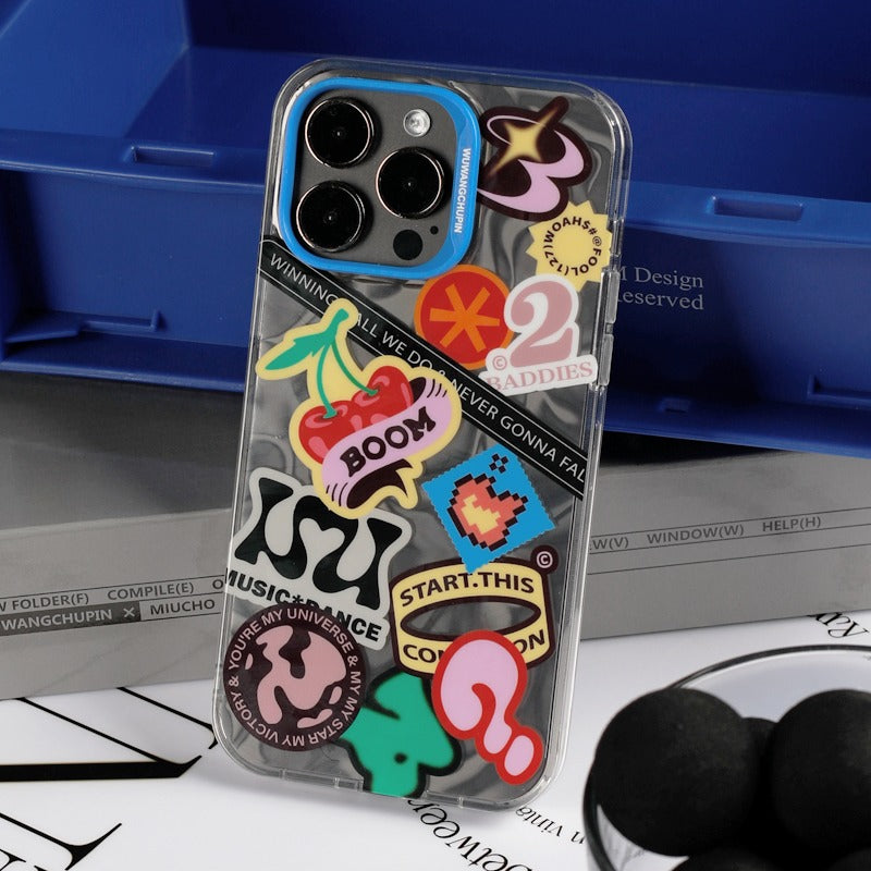 Load image into Gallery viewer, Apple iPhone 14/Pro/Pro Max Comic Sticker Style Phone Case Shockproof Fashion Series Case
