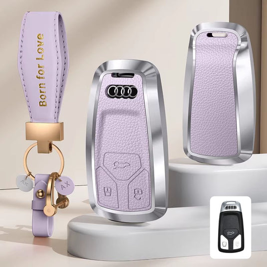 Audi Aluminum Alloy Leather Car Key Fob Case Cover For A6L, A4L, Q5L, A3L, Q3, Q2L, A5, A7L, Q7, A8, Q4 e-tron - i-Station Mobile Phone & Electronic Device Repair and Accessories