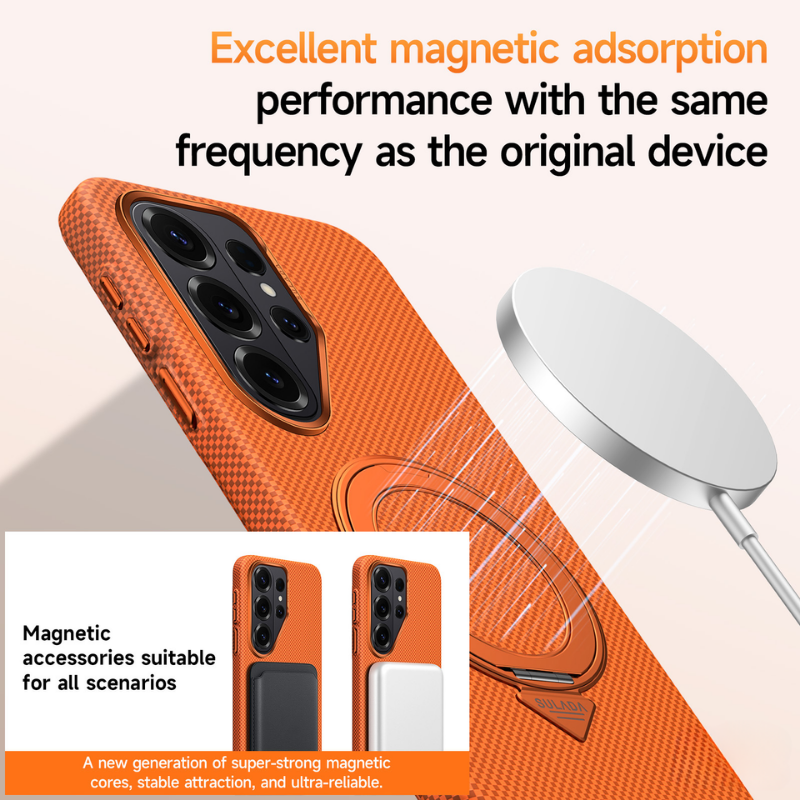 Load image into Gallery viewer, [Built-in Stand][Magsafe Compatible] Samsung Galaxy S26/Plus/Ultra - Carbon Fiber Pattern Shockproof Protective Case
