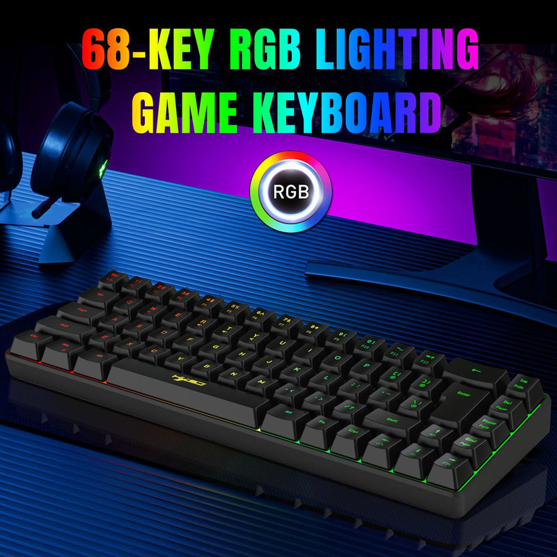 Load image into Gallery viewer, Portable 68-Key Mechanical Feel Membrane Wired Gaming Keyboard, ABS Material, RGB Backlight
