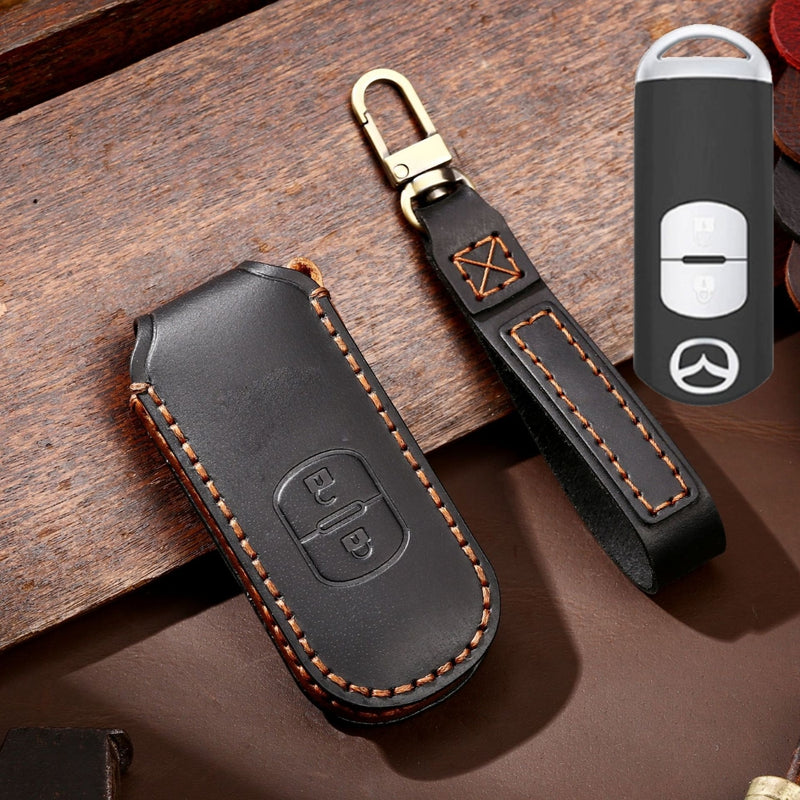 Load image into Gallery viewer, Mazda Handcrafted Genuine Leather Folding Key Protective Case For CX-5, CX-4, CX-3
