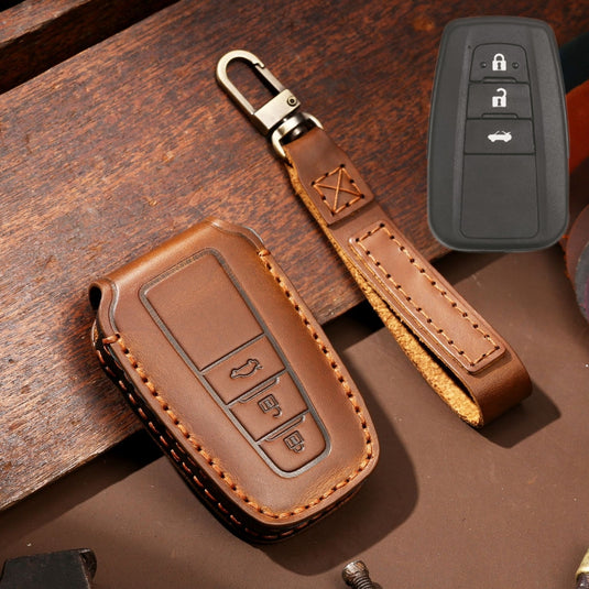 Toyota Handcrafted Genuine Leather Car Key Protective Case For Camry, C-HR, Corolla, RAV4, Avalon, Land Cruiser, Prado, Prius