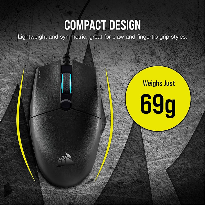 Load image into Gallery viewer, CORSAIR KATAR PRO Ultra-Light Gaming Mouse - FPS/MOBA Mouse, Symmetric Shape, 12,400 DPI Optical Sensor, 6 Programmable Buttons, Plug-and-Play, RGB Backlighting, for Claw and Fingertip Grips
