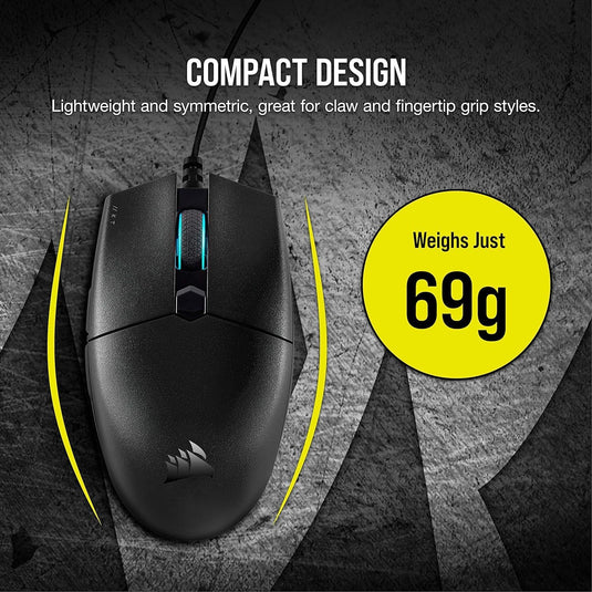 CORSAIR KATAR PRO Ultra-Light Gaming Mouse - FPS/MOBA Mouse, Symmetric Shape, 12,400 DPI Optical Sensor, 6 Programmable Buttons, Plug-and-Play, RGB Backlighting, for Claw and Fingertip Grips