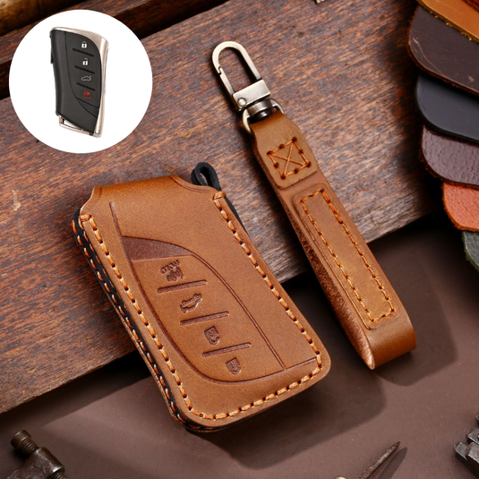 Lexus Handcrafted Genuine Leather Folding Car Key Fob Case Cover For Lexus NX200t, NX300, NX300h, NX350, NX Hybrid, RX270, RX300, RX350, RX450h, LX570, LX600, IS250, IS300, IS350 - i-Station Mobile Phone & Electronic Device Repair and Accessories