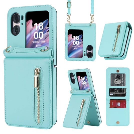 [With Shoulder Strap] OPPO Find N3 Flip (PHT110, CPH2519) - PU leather Crossbody Wallet Style Shockproof Phone Case