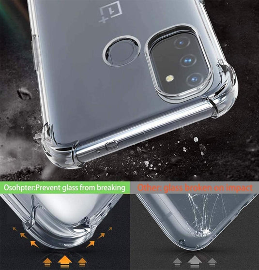 OnePlus 1+Nord N100/N200 5G - AirPillow Cushion Transparent Soft Clear TPU Four Corners Protective Case With 2PC 9H Tempered Glass Screen Protector