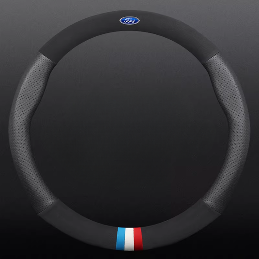 Ford Leather & Carbon Fiber Car Steering Wheel Covers for Mondeo, Focus, Edge, Escort, Kuga, Escape, Taurus