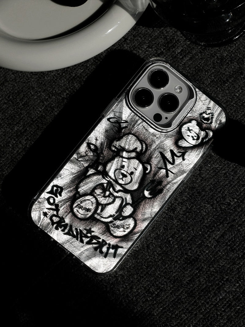 Load image into Gallery viewer, Apple iPhone 14/Pro/Pro Max Electroplated Bear Design Phone Case Shockproof Fashion Series Case
