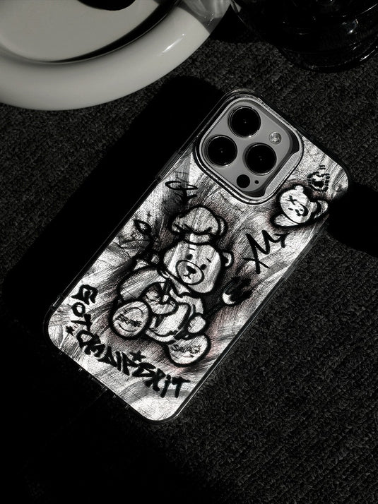 Apple iPhone 14/Pro/Pro Max Electroplated Bear Design Phone Case Shockproof Fashion Series Case